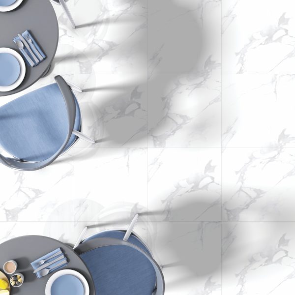 Luxury Statuario Marble Look Matt Tile – 60x60 cm
