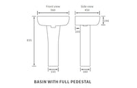 Cedarwood 560x450mm 1TH Basin & Full Pedestal (Boxed)