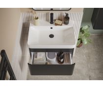 Cosmos 605mm Wall Hung 1 Drawer Basin Unit & Basin - Matt Black