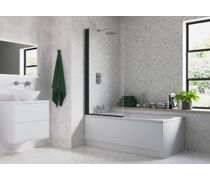 800x1400mm Square Bath Screen (6mm) - Black