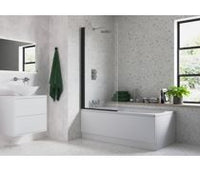 800x1400mm Square Bath Screen (6mm) - Black