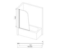 800x1400mm Sail Bath Screen (6mm) - Chrome