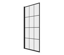 800x1400mm Square Grid Bath Screen (6mm) - Black