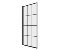 800x1400mm Square Grid Bath Screen (6mm) - Black