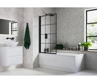 800x1400mm Square Grid Bath Screen (6mm) - Black