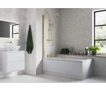 800x1400mm Square Bath Screen (6mm) - Brushed Brass