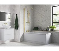800x1400mm Square Bath Screen (6mm) - Brushed Brass