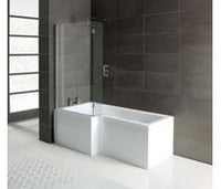 L-Shape 1700x700-850x410mm 0TH Shower Bath, Panel & Screen