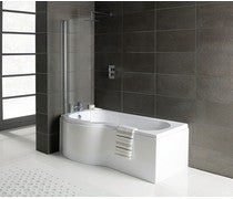P-Shape 1700x700-850x410mm 0TH Shower Bath, Panel & Screen