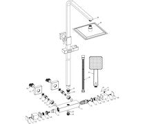Square Thermostatic Bar Mixer w/Riser Kit - Chrome