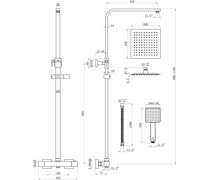 Square Thermostatic Bar Mixer w/Riser Kit - Chrome