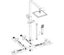 Square Thermostatic Bar Mixer w/Riser Kit - Matt Black