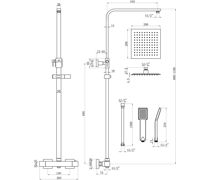 Square Thermostatic Bar Mixer w/Riser Kit - Matt Black