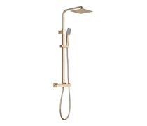 Square Thermostatic Bar Mixer w/Riser Kit - Brushed Brass