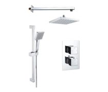 Square Concealed Valve Head & Arm Shower Pack - Chrome