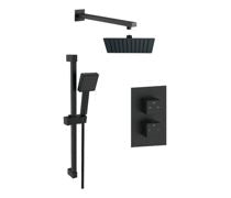 Square Concealed Valve Head & Arm Shower Pack - Matt Black