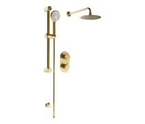Round Concealed Valve Head & Arm Shower Pack - Brushed Brass