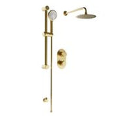 Round Concealed Valve Head & Arm Shower Pack - Brushed Brass