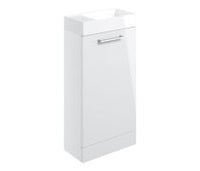 Volta 410mm Floor Standing 1 Door Basin Unit & 1TH Basin - White Gloss