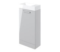Volta 410mm Floor Standing 1 Door Basin Unit & 1TH Basin - Grey Gloss