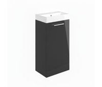Volta 410mm Floor Standing 1 Door Basin Unit & 1TH Basin - Anthracite Gloss