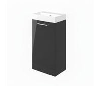 Volta 410mm Floor Standing 1 Door Basin Unit & 1TH Basin - Anthracite Gloss