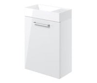 Volta 410mm Wall Hung 1 Door Basin Unit & 1TH Basin - White Gloss
