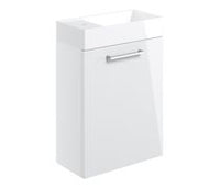 Volta 410mm Wall Hung 1 Door Basin Unit & 1TH Basin - White Gloss