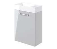 Volta 410mm Wall Hung 1 Door Basin Unit & 1TH Basin - Grey Gloss