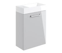 Volta 410mm Wall Hung 1 Door Basin Unit & 1TH Basin - Grey Gloss