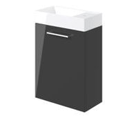 Volta 410mm Wall Hung 1 Door Basin Unit & 1TH Basin - Anthracite Gloss