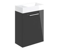 Volta 410mm Wall Hung 1 Door Basin Unit & 1TH Basin - Anthracite Gloss