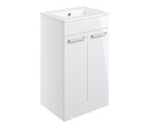 Volta 510mm Floor Standing Unit & Close Coupled WC Pack - White Gloss
