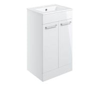 Volta 510mm Floor Standing Unit & Close Coupled WC Pack - White Gloss