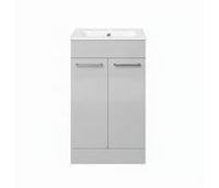 Volta 510mm Floor Standing 2 Door Basin Unit & 1TH Thin Edge Basin - Grey Gloss