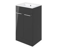Volta 510mm Floor Standing 2 Door Basin Unit & 1TH Thin Edge Basin - Anthracite Gloss