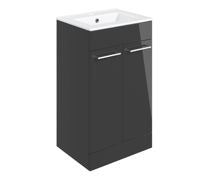 Volta 510mm Floor Standing Unit & Close Coupled WC Pack - Anthracite Gloss