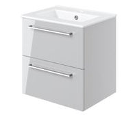 Volta 510mm Wall Hung 2 Drawer Basin Unit & 1TH Thin Edge Basin - Grey Gloss