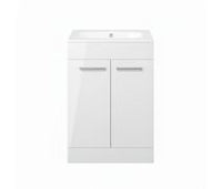 Volta 610mm Floor Standing 2 Door Basin Unit & 1TH Thin Edge Basin - White Gloss