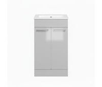 Volta 610mm Floor Standing 2 Door Basin Unit & 1TH Thin Edge Basin - Grey Gloss