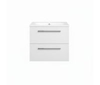 Volta 610mm Wall Hung 2 Drawer Basin Unit & 1TH Thin Edge Basin - White Gloss