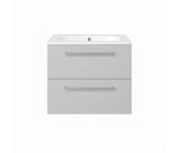 Volta 610mm Wall Hung 2 Drawer Basin Unit & 1TH Thin Edge Basin - Grey Gloss