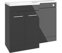 Venosa 1000mm F/S L-Shape Pack & Basin - Anthracite Gloss