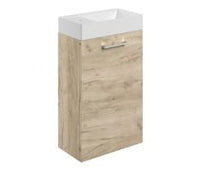 Volta 410mm Wall Hung 1 Door Basin Unit & 1TH Basin - Oak