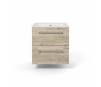 Volta 510mm Wall Hung 2 Drawer Basin Unit & 1TH Thin Edge Basin - Oak