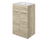 Volta 510mm Floor Standing 2 Door Basin Unit & 1TH Thin Edge Basin - Oak