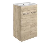 Volta 510mm Floor Standing Unit & Close Coupled WC Pack - Oak