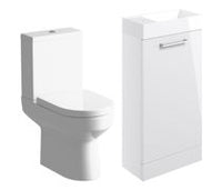 Volta 410mm F/S Basin Unit & C/C Toilet Pack - White Gloss