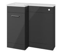 Venosa 900mm F/S L-Shape Pack & Basin - Anthracite Gloss