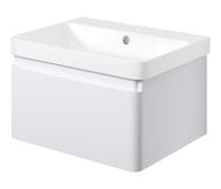 Cosmos 605mm Wall Hung 1 Drawer Basin Unit & Basin - Matt White